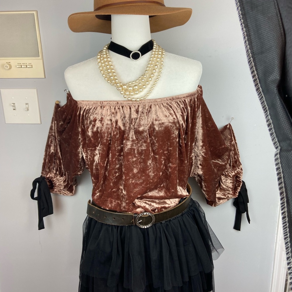 Forever 21 velvet off shoulder blouse